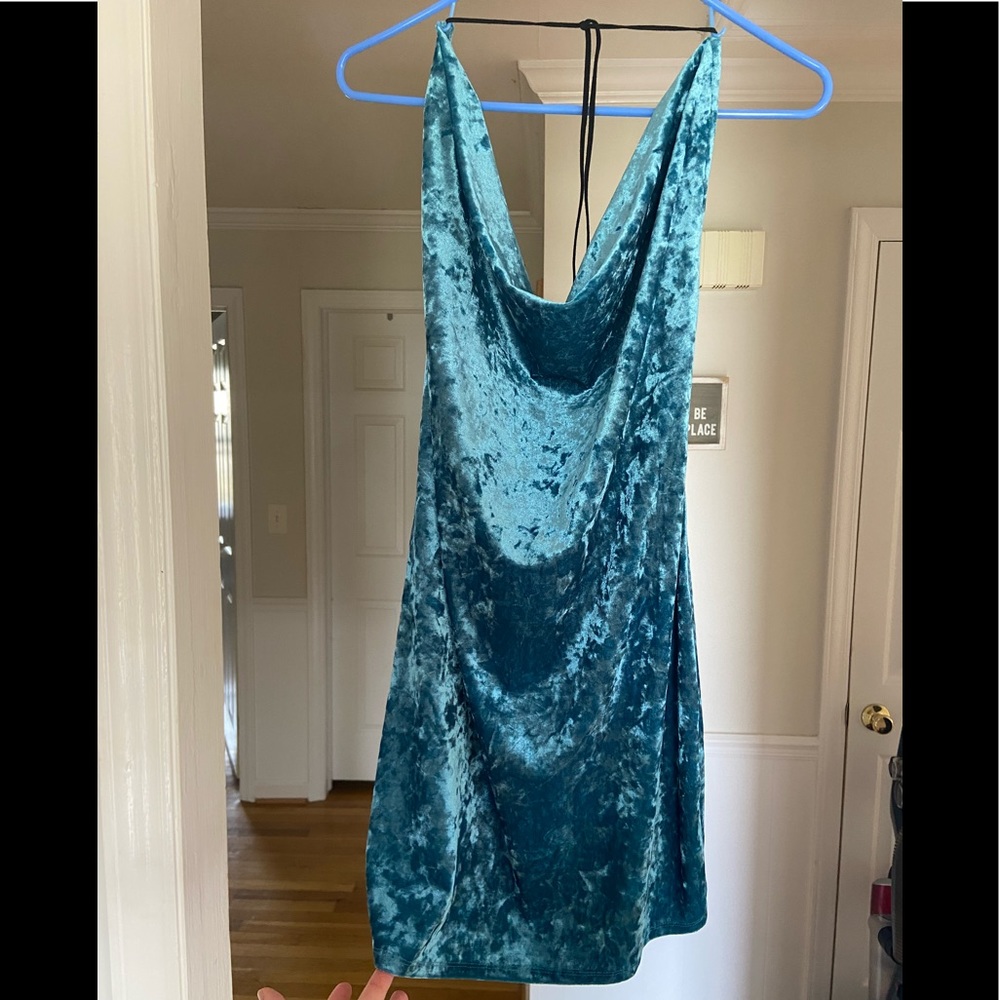 Blue Crushes Velvet Minidress XL